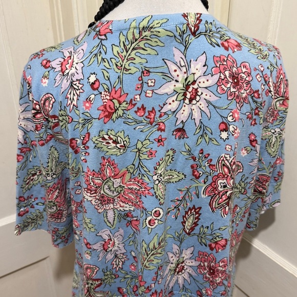 LOFT Floral Short Sleeve Sweater - Blue and Pink Women's XL - Picture 12 of 12